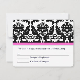 Rosa-OSAN Black Damask-bröllop OSA Kort