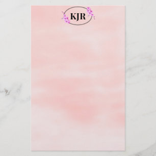 Rosa Oskärpa - bakgrund och Blommigt Ram Personlig Brevpapper
