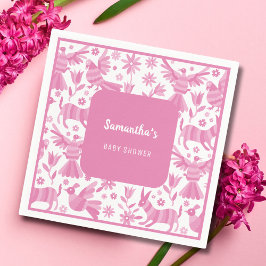 Rosa otomi mexican babydusch Papper Platt Pappersservett