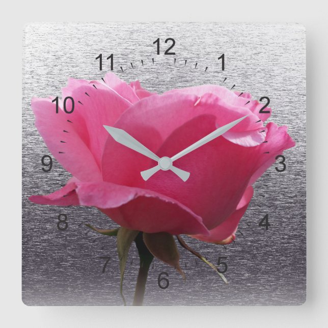 rosa över grått fyrkantig klocka (Framsida)