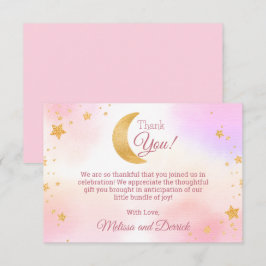 Rosa över Måne Baby Shower - tack för ditt kort