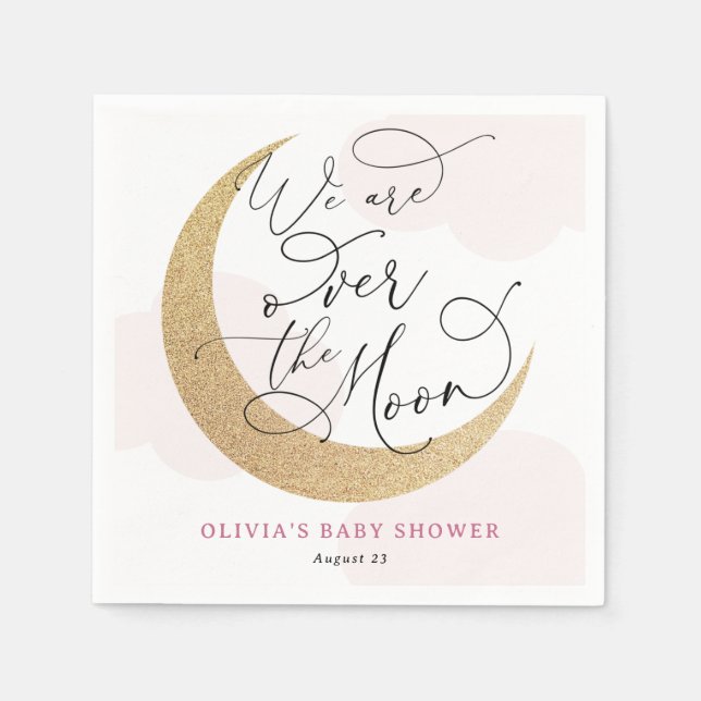Rosa över Måne babyskaren Pappersservett (Framsidan)