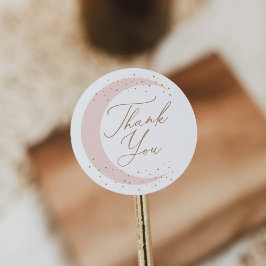 Rosa över Måne Flickans babyskor Runt Klistermärke