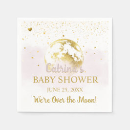 Rosa över Måne och Stars kelestial Baby Shower Pappersservett