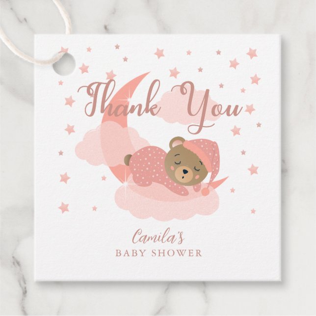 Rosa över Måne viltfångare Tack Gåvor Etiketter (Framsida)