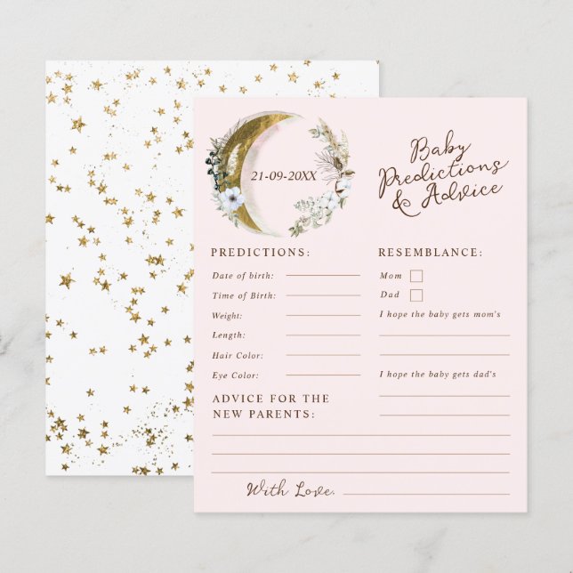 Rosa över månen baby-förutsägelser och råd (Fram/baksida)