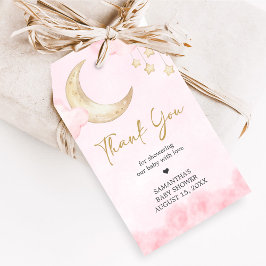 Rosa Över månen Baby Shower Presentkort Presentetikett