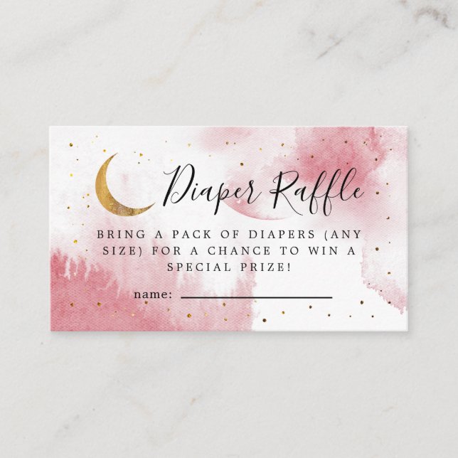 Rosa Over The Moon Baby Shower Blöja Lotteri Tilläggskort (Framsida)