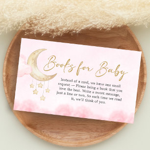 Rosa Over the Moon Baby Shower Böcker för Bebis Tilläggskort