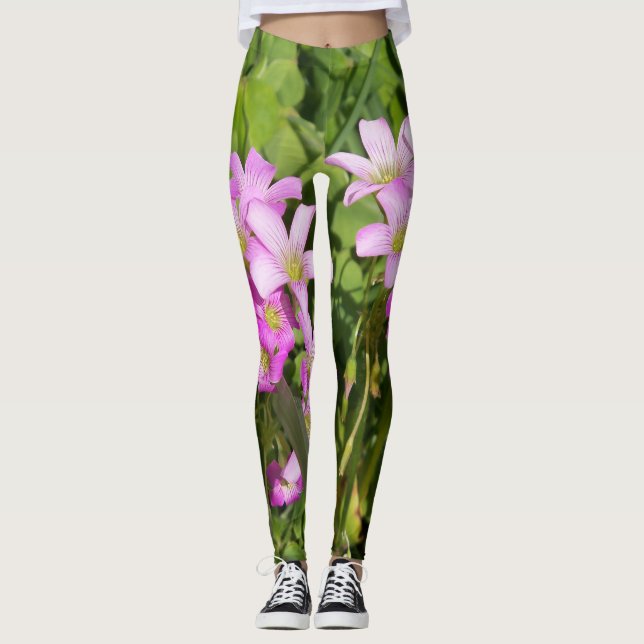 rosa Oxalis wildblommor leggings (Framsida)