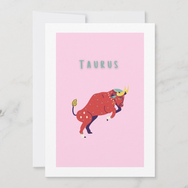 Rosa Oxen, stjärntecken, stjärnbildsutskrift Inbjudningar (Framsida)