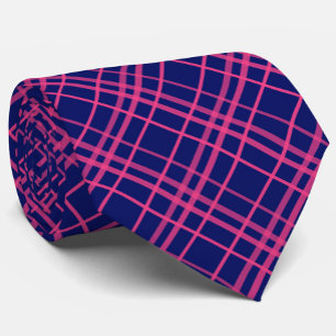 Rosa på blå rutiga linjer design slips