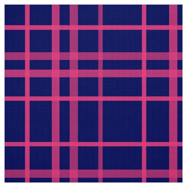 Rosa på blå rutiga linjer design  tyg (Provkarta)