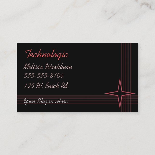 Rosa på Black Biz-kort Visitkort (Framsida)