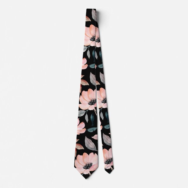 Rosa på Blommönstret Black Greenery Watercolor Slips (Framsida)