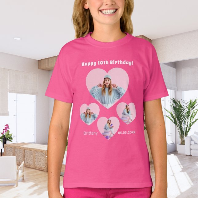 Rosa på foto på foto i namn under födelsedagen t shirt (Skapare uppladdad)