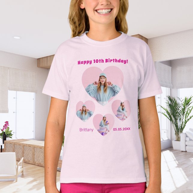 Rosa på foto på foto i namn under födelsedagen t shirt (Skapare uppladdad)