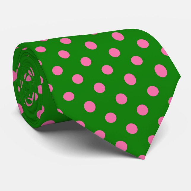 Rosa på grön prickmönsterdesign  slips (Skapare uppladdad)
