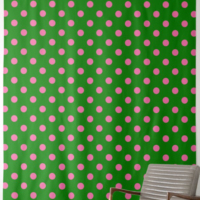 Rosa på grön prickmönsterdesign  tyg (Skapare uppladdad)