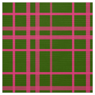 Rosa på grön rutig linjedesign  tyg