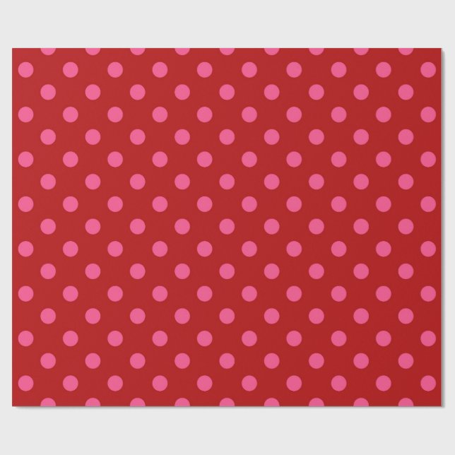 Rosa på Mönster i Röda Polka dots Presentpapper (Platt)