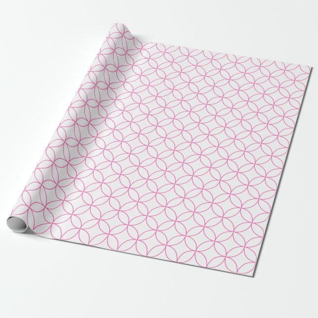 Rosa på Papper om vitöverlappande cirklar Presentpapper (Utrullad)