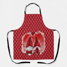 Rosa på Red Hearts Gnome Kitchen Apron
