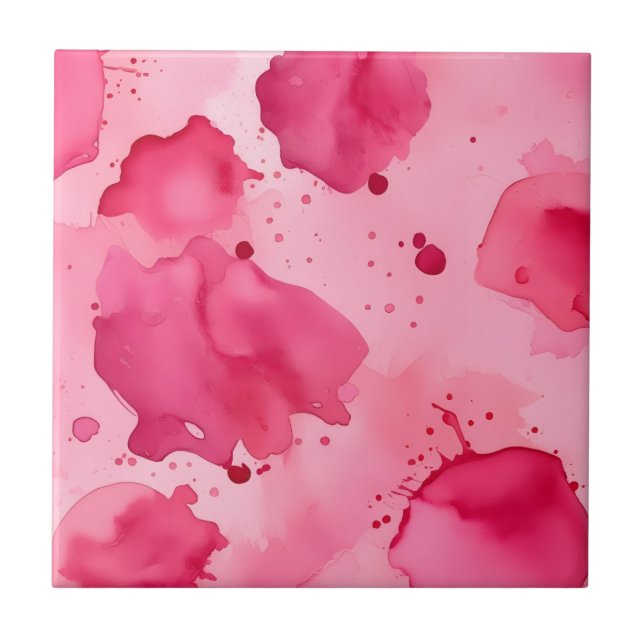 Rosa på rosa abstrakt  kakelplatta (Framsidan)