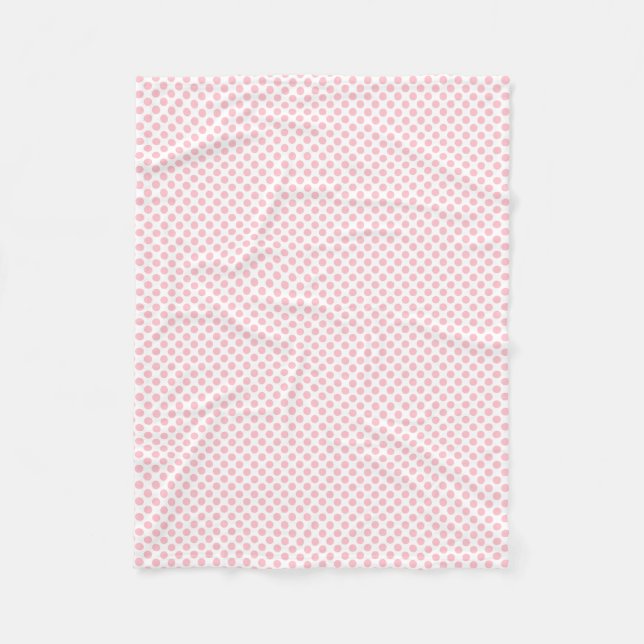 Rosa på vit liten Storlek Polka dots Fleecefilt (Framsidan)