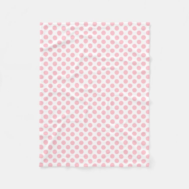 Rosa på vit, medelStorlek Polka dots Fleecefilt (Framsidan)