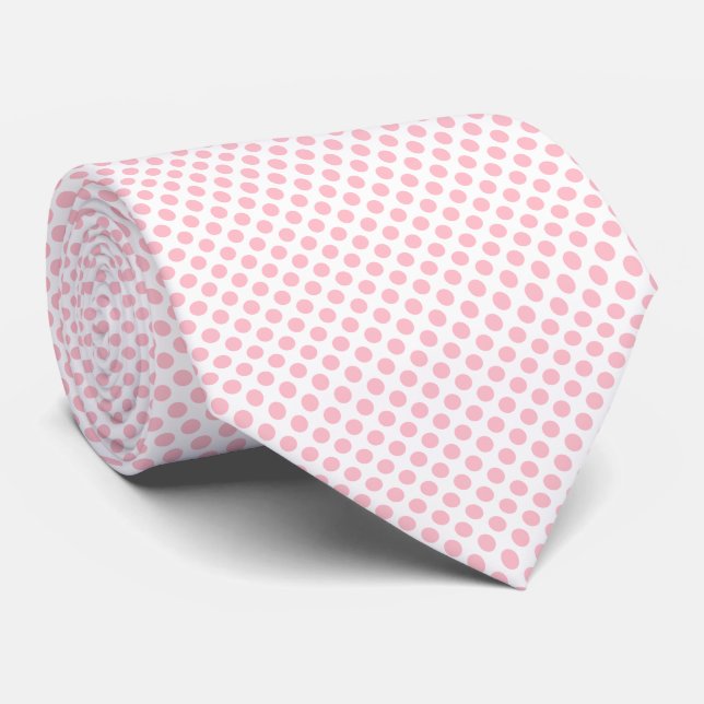 Rosa på vit, medelStorlek Polka dots Slips (Rullad)