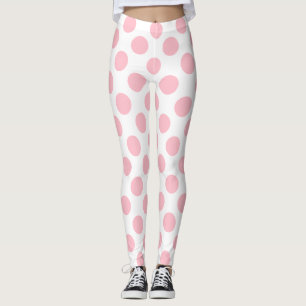 Rosa på vit Storlek Polka dots Leggings