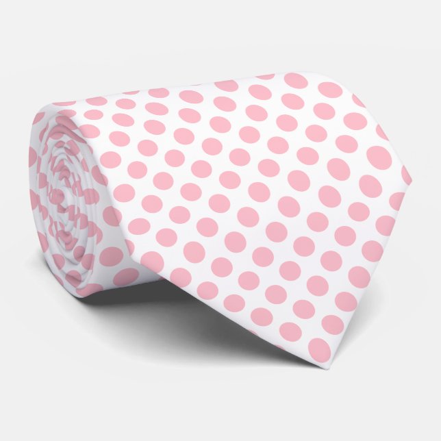 Rosa på vit Storlek Polka dots Slips (Rullad)
