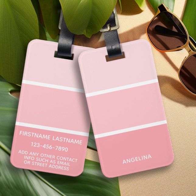  Rosa Paint Chip med eget namn Bagagebricka (Custom Luggage Tag)