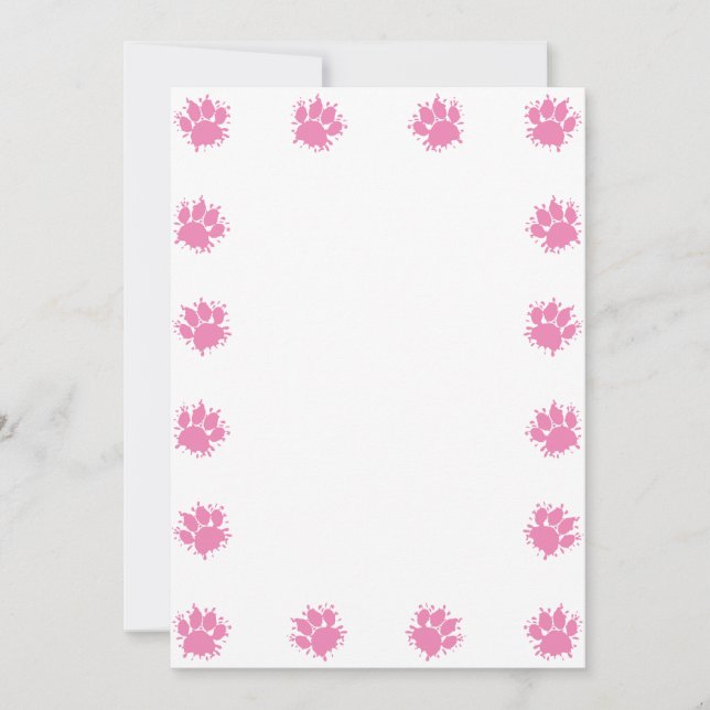 Rosa Paint Splatter Hund Tass avtryck DIY Card Kort (Framsida)