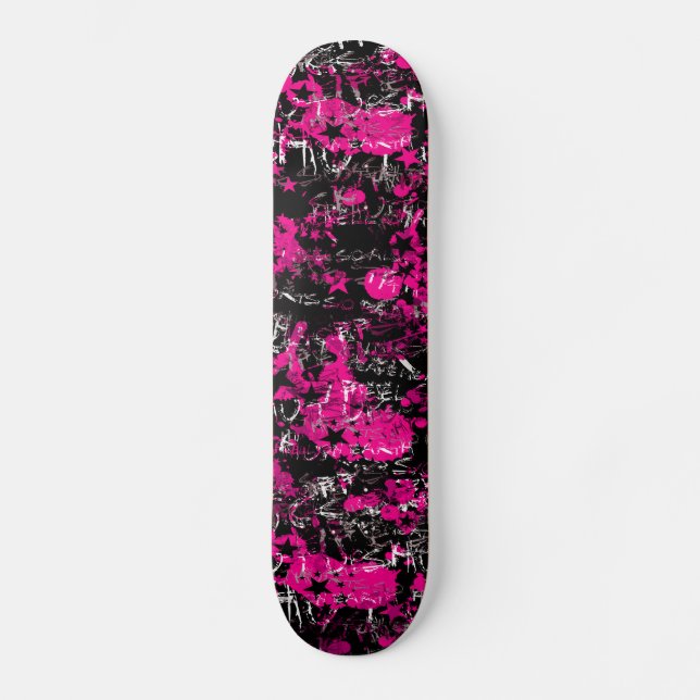 Rosa Paint Splatter Old School Skateboard Bräda 21,6 Cm (Framsida)