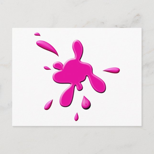 Rosa Paint Splodge Vykort (Framsida)