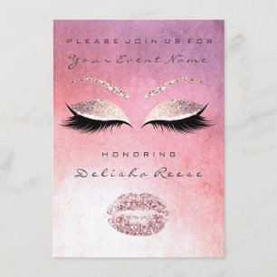 Rosa Painting Läppar Glitter Möhippa Sweet 16th Gi Inbjudningar