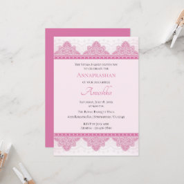 Rosa Paisley Annaprashan | Första Riset Ceremony Inbjudningar