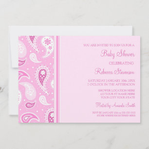 Rosa Paisley Anpassningsbar Baby Shower-inbjudning Inbjudningar
