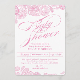 Rosa Paisley baby showerinbjudan Inbjudningar