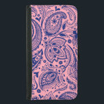 Rosa Paisley Damask Snöre Plånboksfodral För Samsung Galaxy S5<br><div class="desc">Tungt blått elegant eller vintage paisley över rosans bakgrund som du kan ändra. Blå paisley har en genomskinlig bakgrund så att du kan ändra bakgrunden färg (vit i det här exemplet) till valfritt färg mot blå paisley</div>