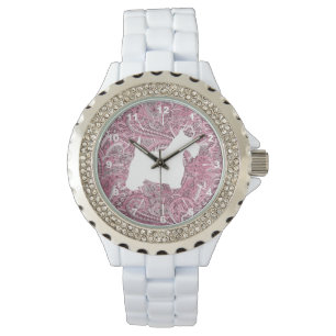 Rosa Paisley för vitScottie tryck Armbandsur
