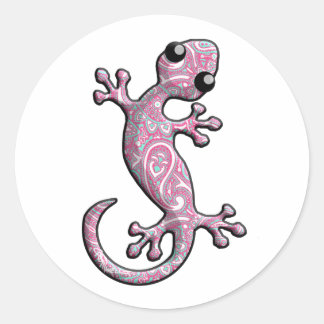 Rosa Paisley Gecko Lizard Runt Klistermärke