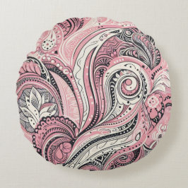 Rosa Paisley Home Studio Round Pillow Rund Kudde