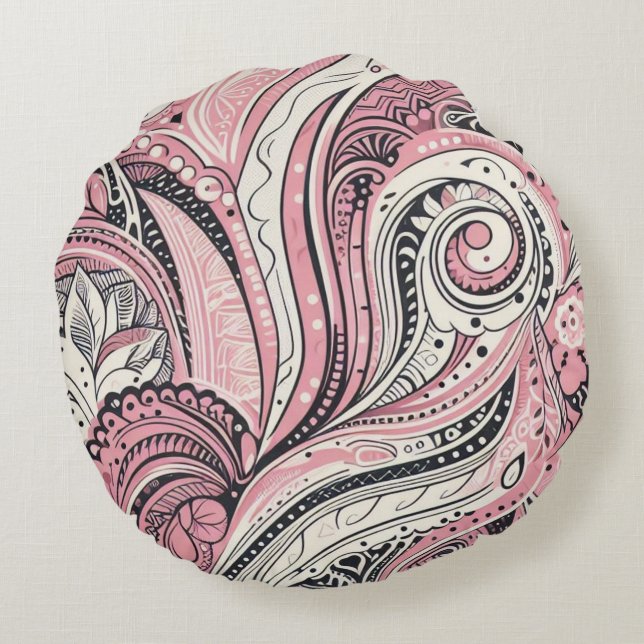 Rosa Paisley Home Studio Round Pillow Rund Kudde (Baksidan)