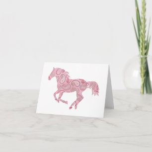 Rosa Paisley Horse Kort