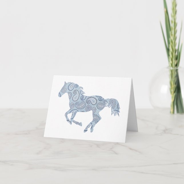 Rosa Paisley Horse Note Card Kort (Framsida)