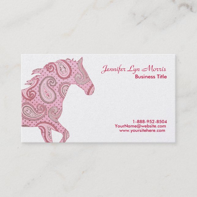 Rosa Paisley Horse Visitkort (Framsida)
