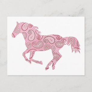 Rosa Paisley Horse Vykort